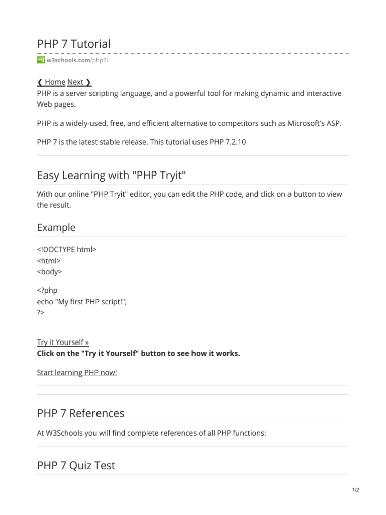 Php 7 Tutorial Pdf