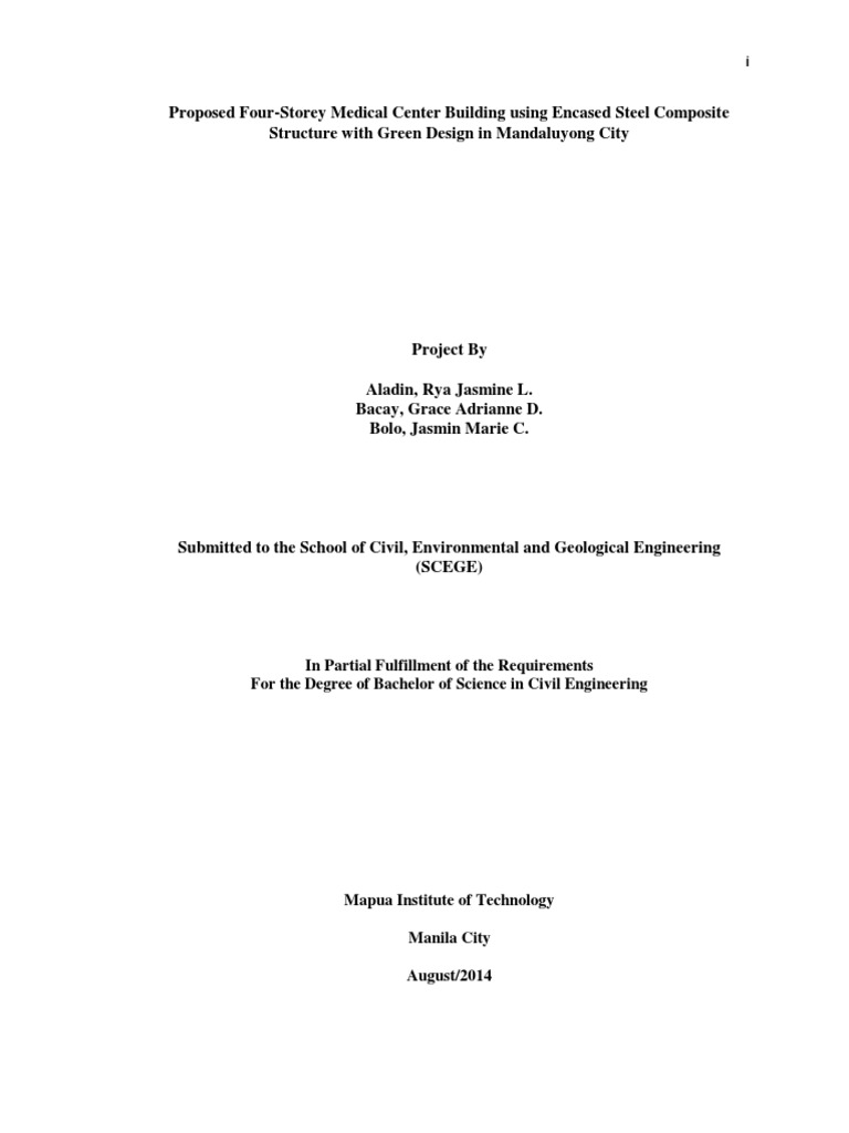 Proposed Four-Storey Medical Center Building Using Encased Steel Composite  Structure With Green Design in Mandaluyong City | PDF | Beam (Structure) |  Metro Manila