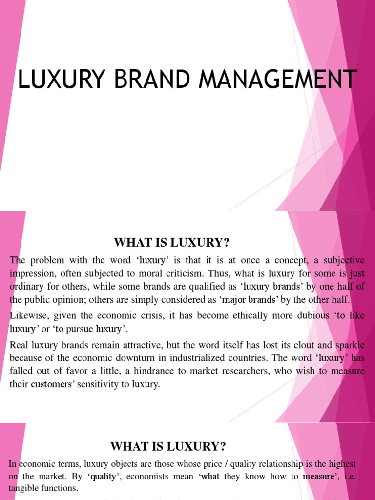 Luxury Brand Management PDF Luxury Goods Brand