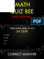 Math Quiz Bee Easy and Average Rounds