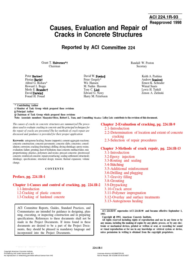 Causes, Evaluation and Repair of Cracks in Concrete Structures | PDF ...