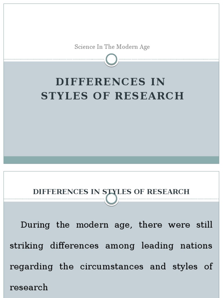 Research Styles in Modern Science | PDF | Science | Teaching Mathematics