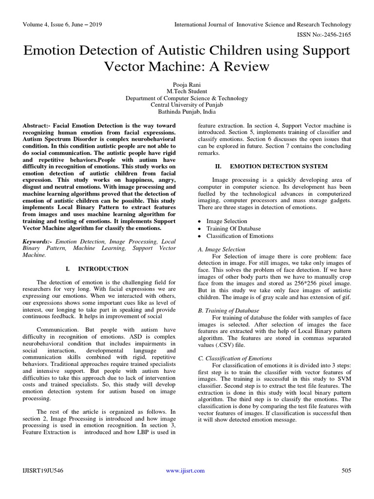 Emotion Detection in Autistic Children | PDF | Machine Learning ...