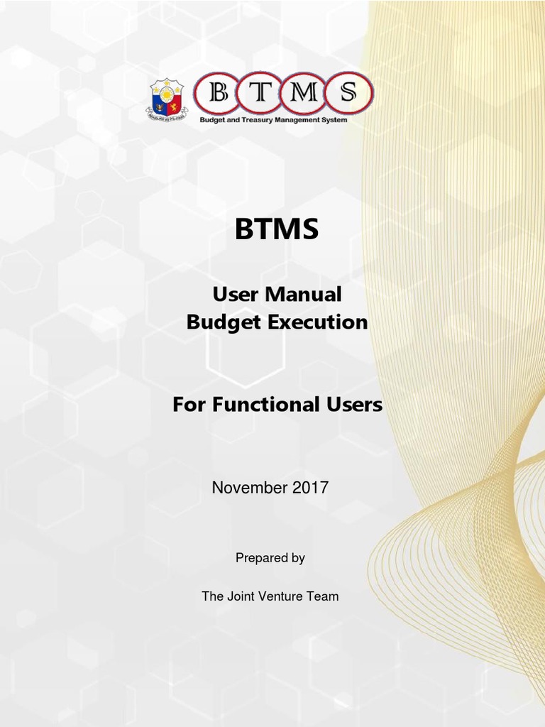 BTMS User Manual for Budget Execution | PDF | Receipt | Payments