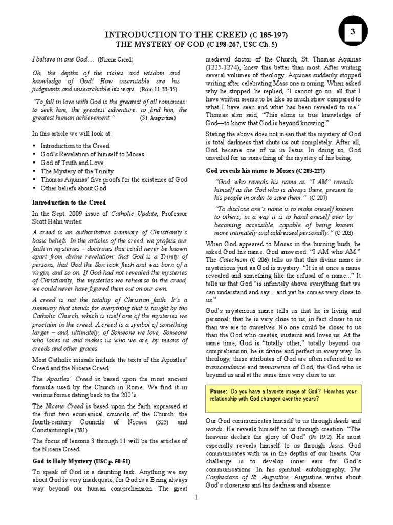 3 The Mystery of God 2010 TBP | PDF | Trinity | God The Father
