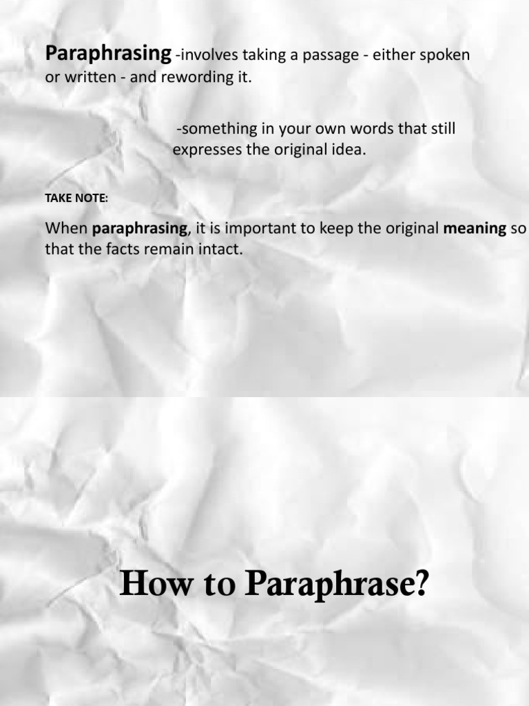 Paraphrasing Techniques and Tips | PDF