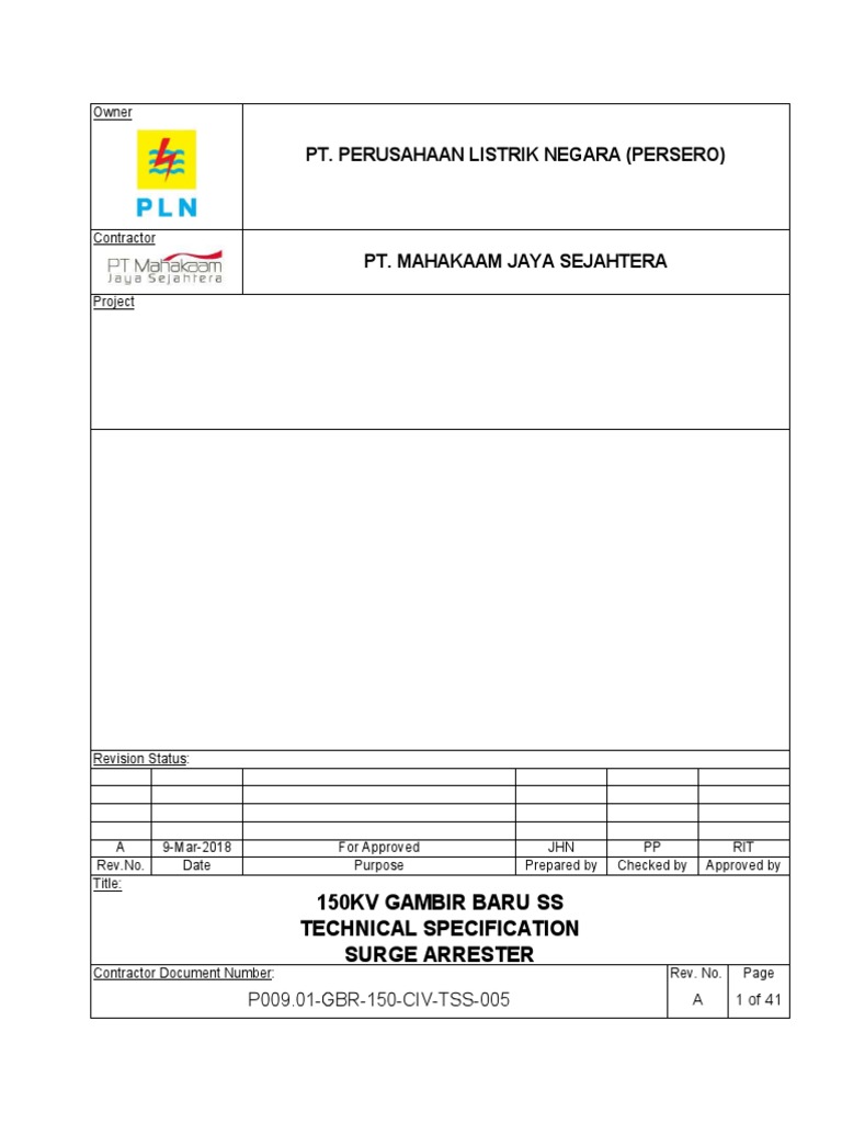 TPG Application for Surge Arrester Spec | PDF | Business