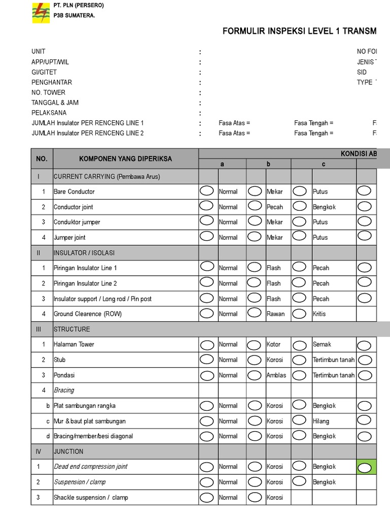 Form Inspeksi Panel Listrik Level 1 | PDF