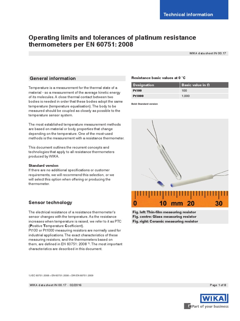RTD Operating Limits and Tolerances PDF | PDF | Resistor | Engineering ...