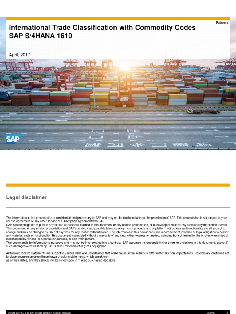 International Trade Classification With Commodity Codes SAP S/4HANA ...
