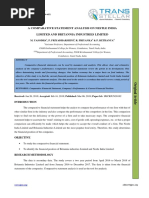 A Comparative Statement Analysis On Nestle India Limited and Britannia Industries Limited