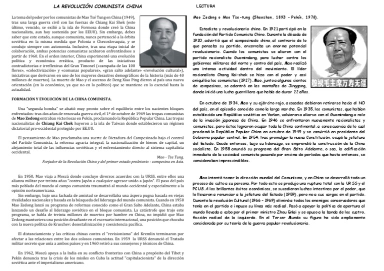 La Revolución Comunista en China 1949 | PDF | Mao Zedong | Partido ...