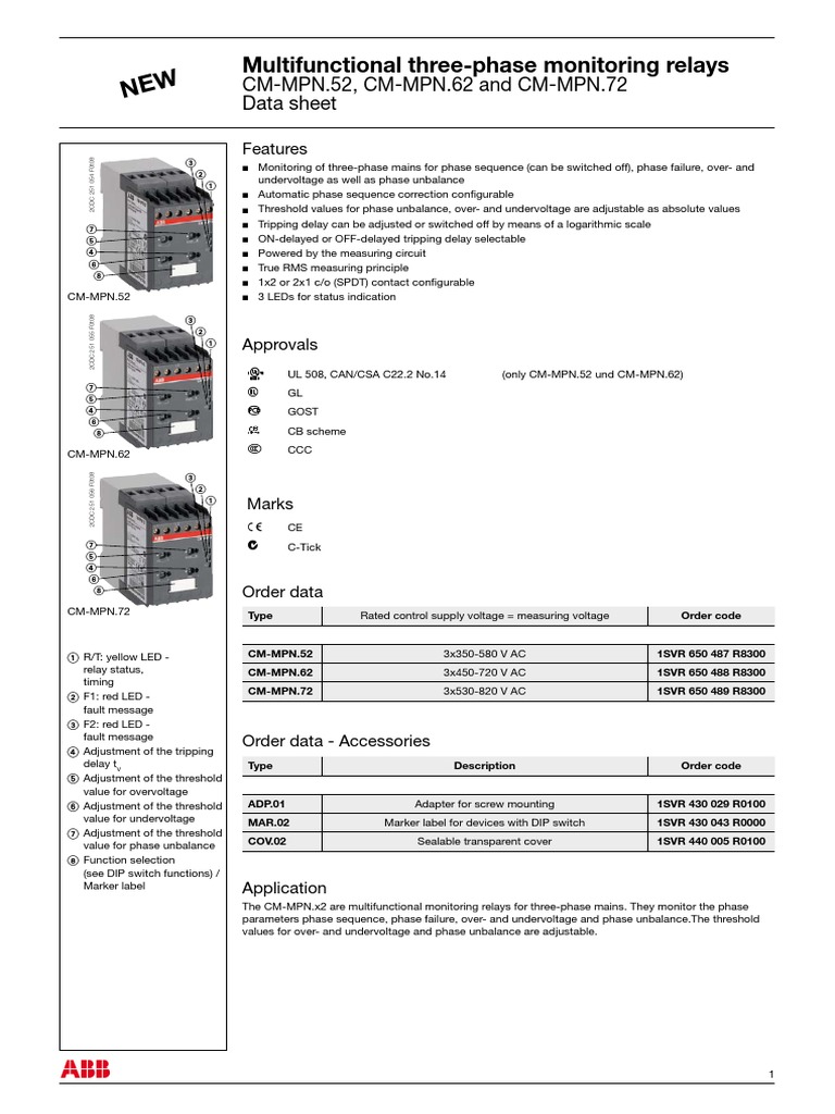 Data Sheet Multifunctional PMR PDF | PDF | Relay | Alternating Current