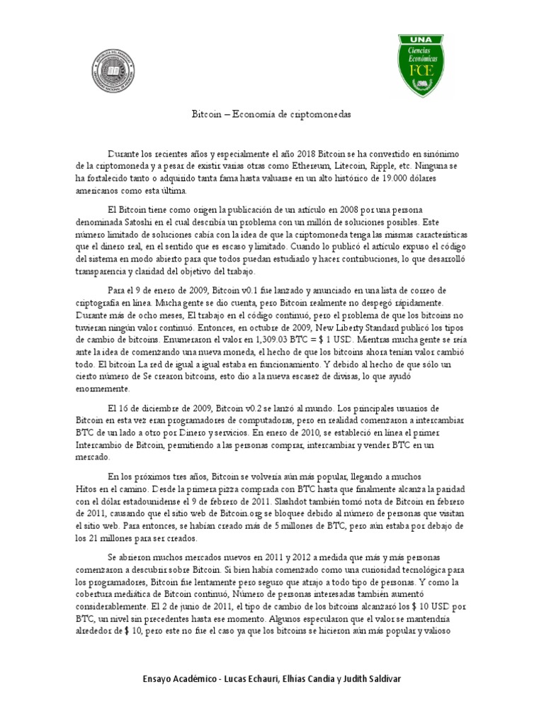 Ensayo Académico - Bitcoin | PDF | Bitcoin | Criptomoneda