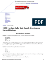 CBSE Heritage India Quiz Sample Questions On Natural Heritage 2014 2015 PDF