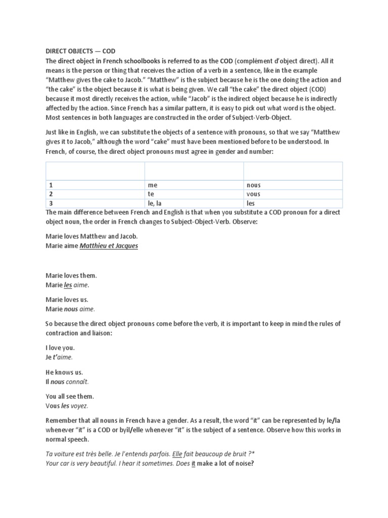 French Cod Coi Pdf Grammatical Gender Grammatical Number