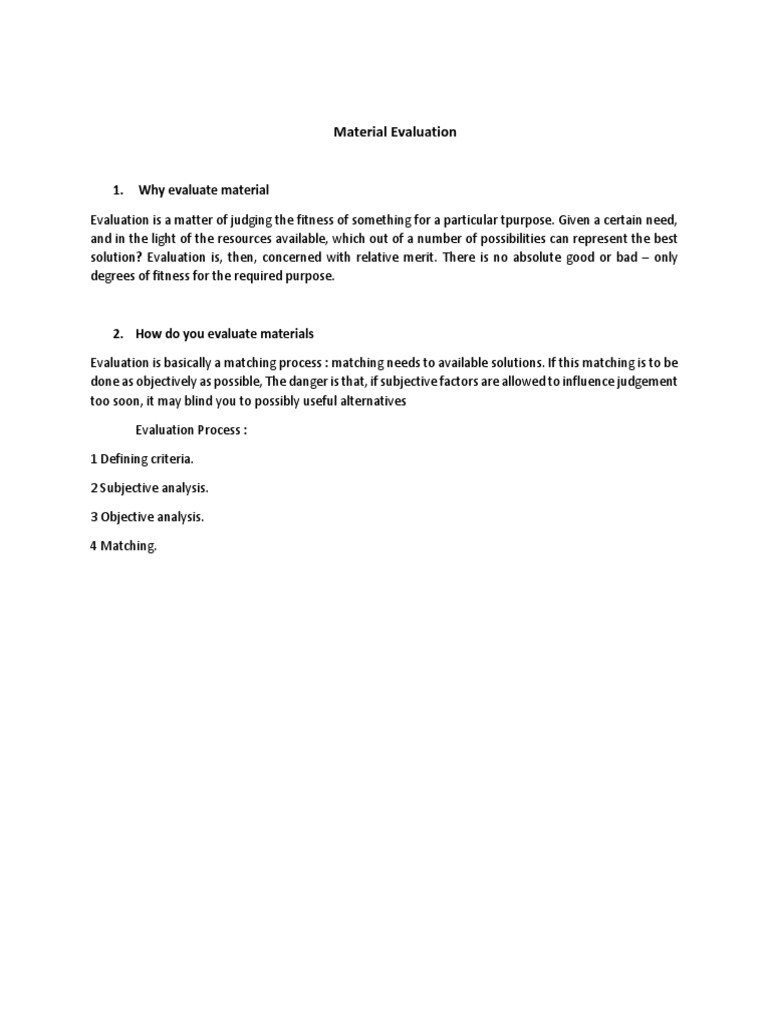 Why Evaluate Material | PDF