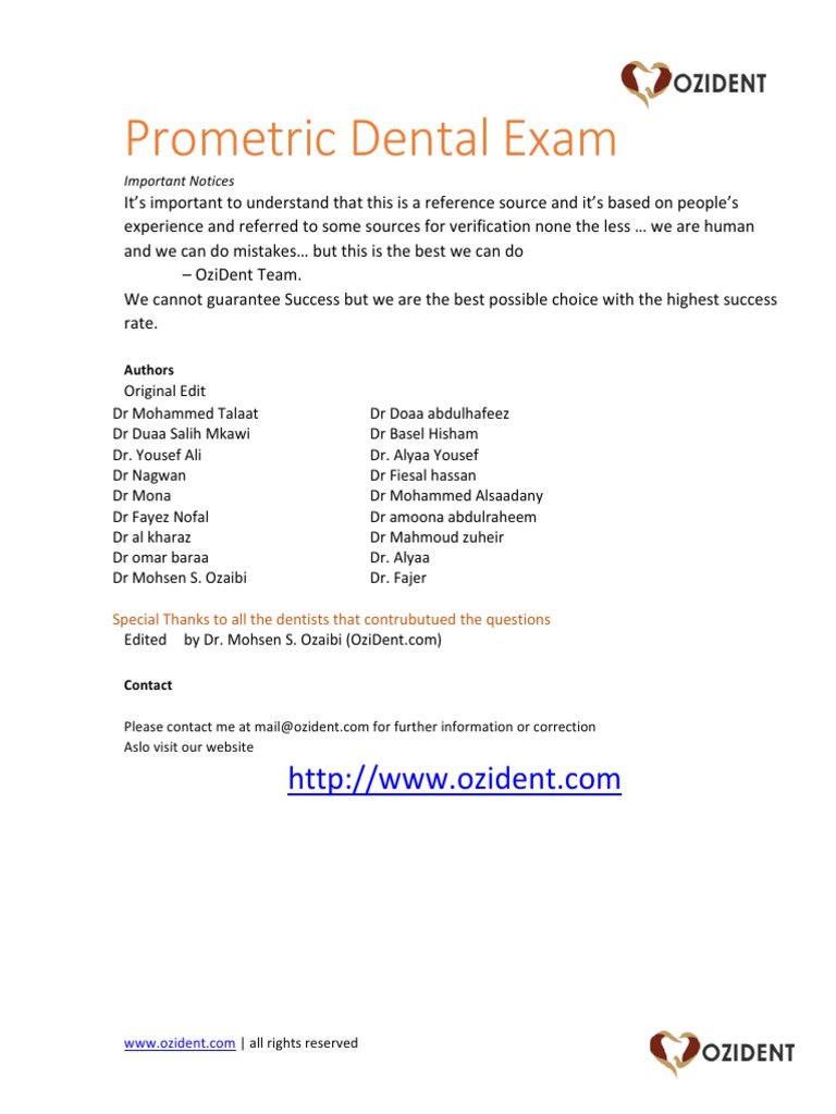Prometric Dental Exam Insights | PDF | Dentures | Dental Implant
