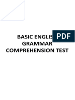 Basic English Grammar Comprehension Test