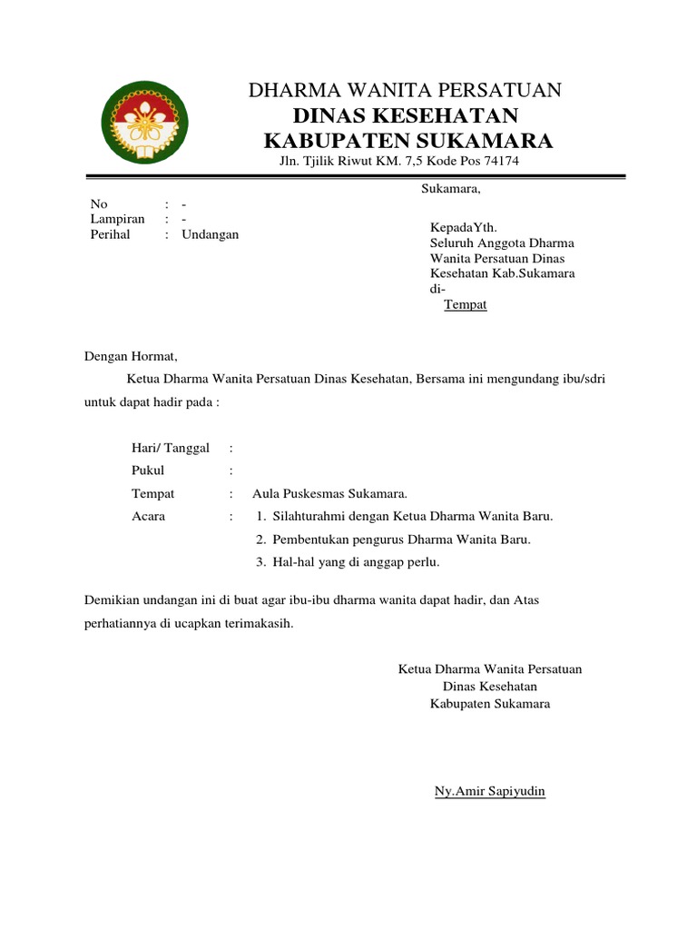 Contoh Surat Undangan Dharma Wanita Persatuan Download Contoh Surat Penting