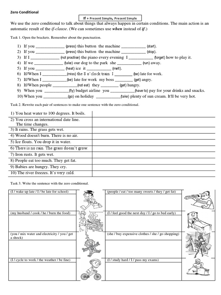 Zero Conditional Exercises and Worksheets | PDF