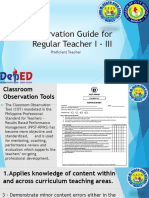 Observation Guide For Regular Teacher I - III