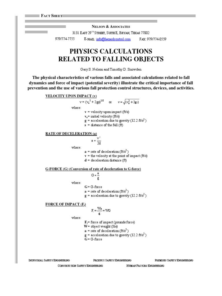 Falling Objects Calculations PDF | PDF