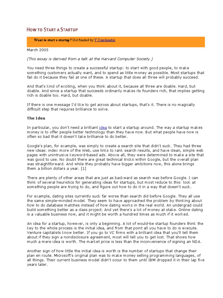 How To Start A StartUp PDF Corporate Finance Venture Capital