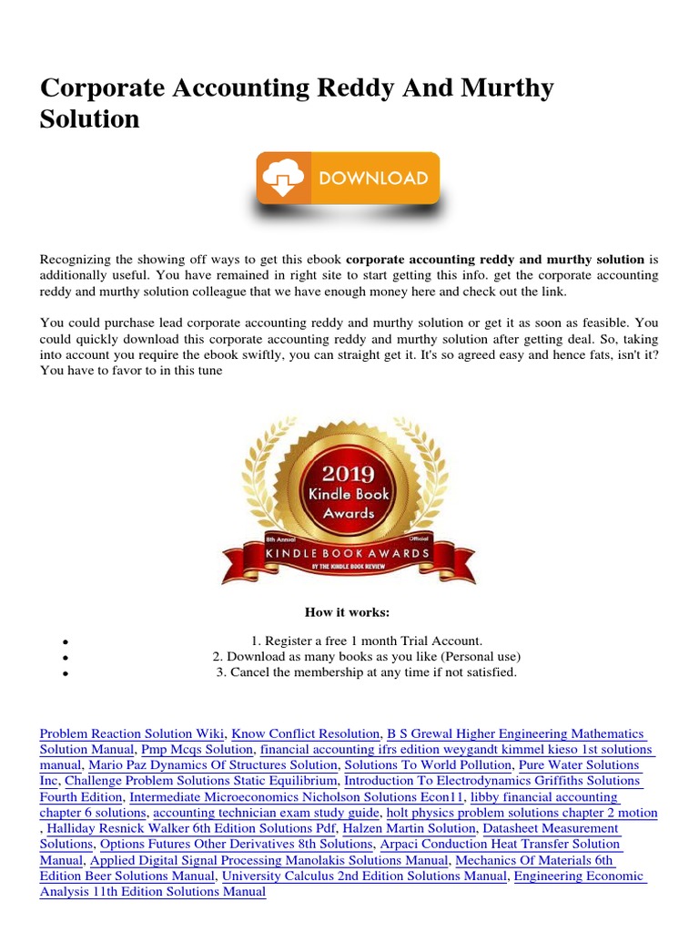 Corporate Accounting Reddy and Murthy Solution