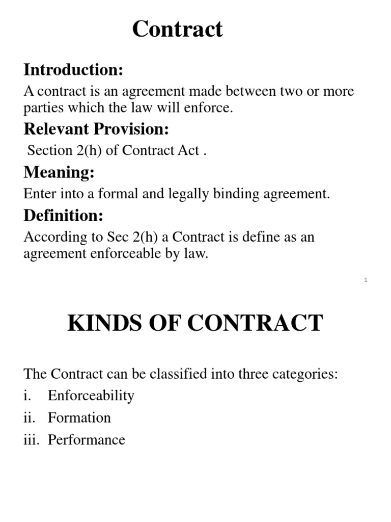 Types of Contracts in Business Law PDF Offer And Acceptance Legal