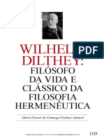 Wilhelm D I LT H e Y-Filósofo Da Vida e Clássico Da Filosofia Hermenêutica PDF