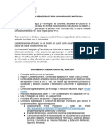 Documentos Requeridos Liquidacion de Matricula PDF