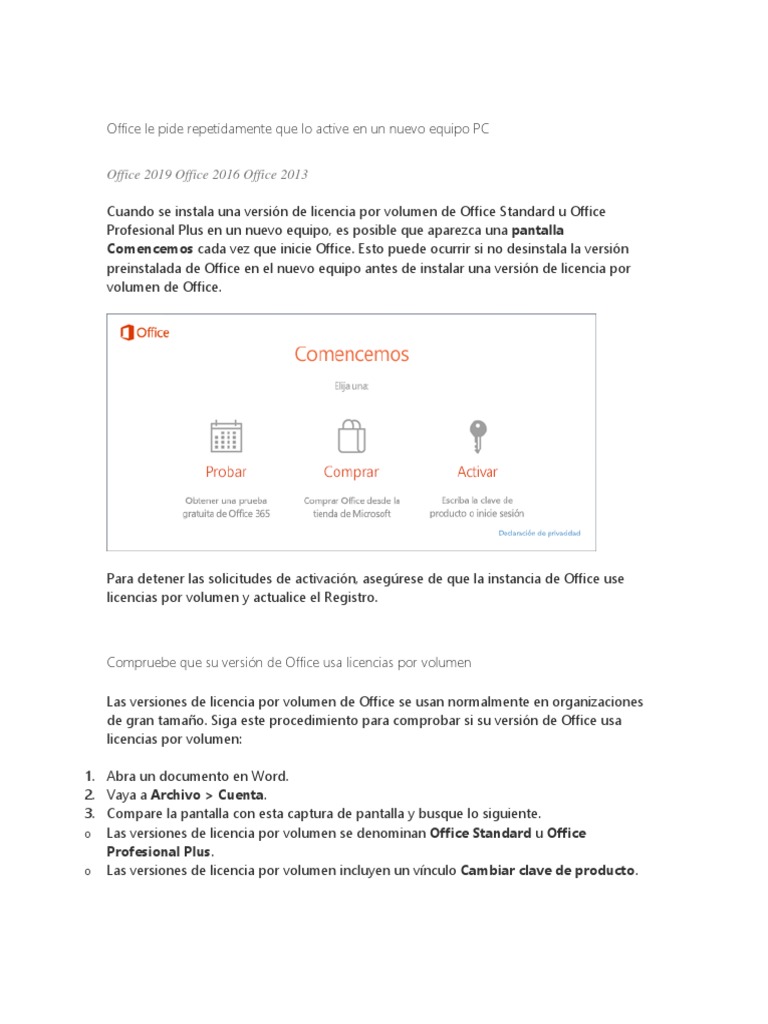 Quitar Mensajes de Activacion de Officce 2016 | PDF | Microsoft Office ...