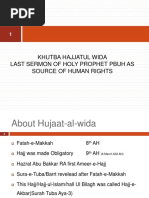 Khutba Hajjatul Wida Last Sermon of Holy Prophet Pbuh As Source of Human Rights