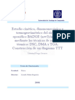 Estudio Cinetico Dinamomecanico y Termogravimetrico Del Sistema Epoxidico Badge n0 Mxda Mediante Las Tecnicas de Analisis Termico Dsc Dma y Tga Construccion de Un Diagrama Ttt 0