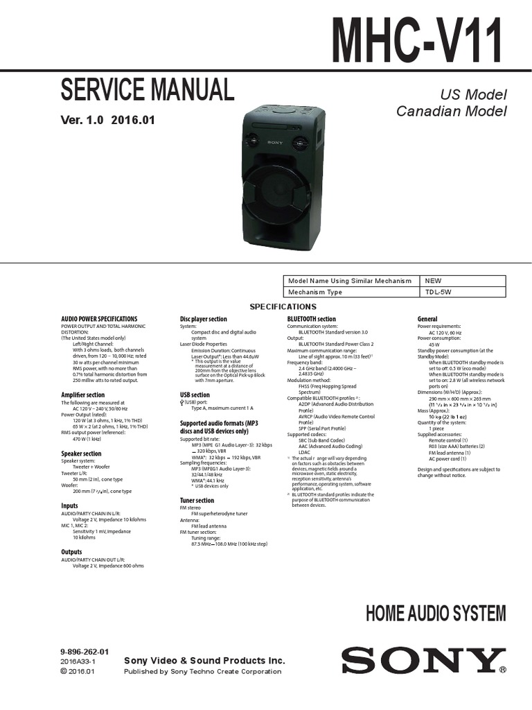 Sony MHCV11 PDF Bluetooth Mp3