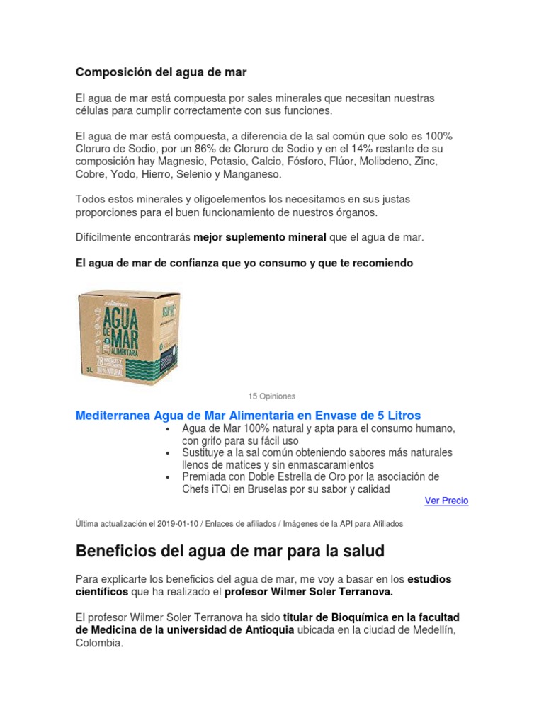 Composición Del Agua de Mar | PDF | sal | Agua de mar