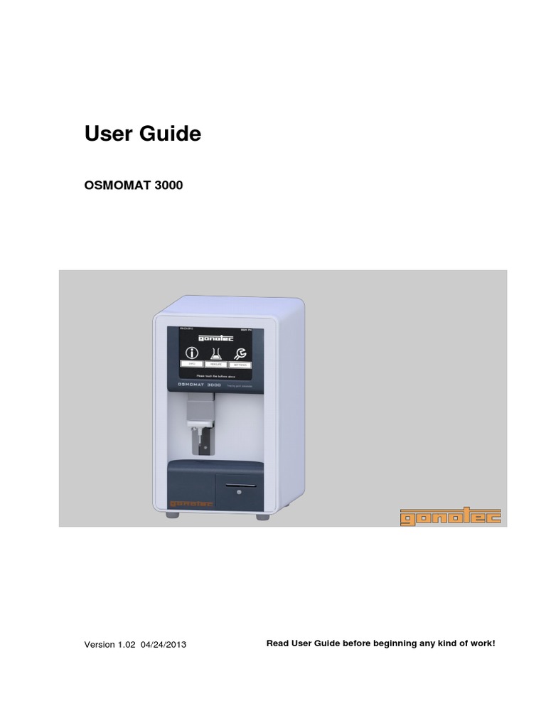 User Manual Gonotec Osmometer 3000 Manual1 PDF Electrical