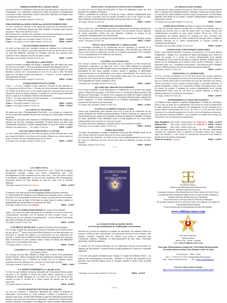 Catalogue Ee Depliant 1 2 V03 15 Rose Croix Astrologie