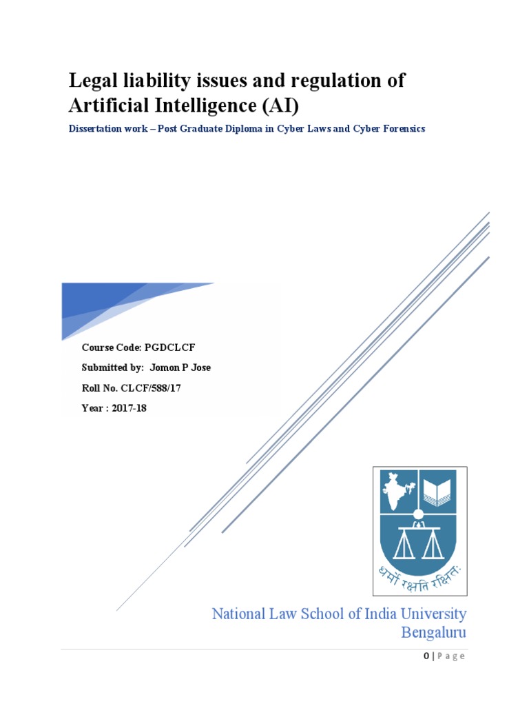 Liability Issues and Regulation of Artificial Intelligence PDF | PDF ...