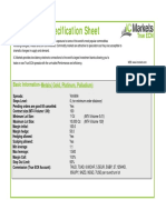 Commodity Specification Sheet: Metals (Gold, Platinum, Palladium)