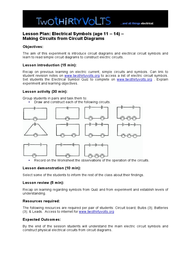 Electrical Symbols 11to14 Lesson-Plan PDF | PDF | Experiment | Learning