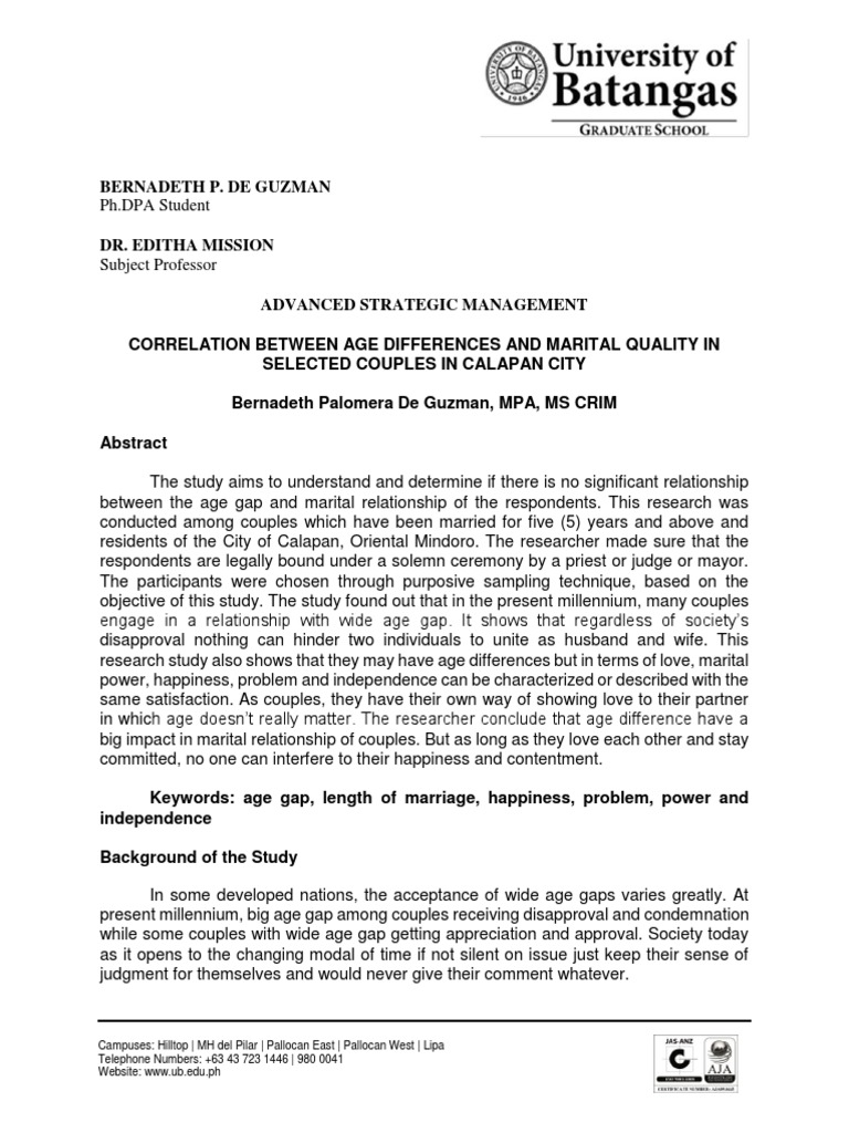 Publishable ResearchBernadeth P. D Guzman PDF Marriage P Value