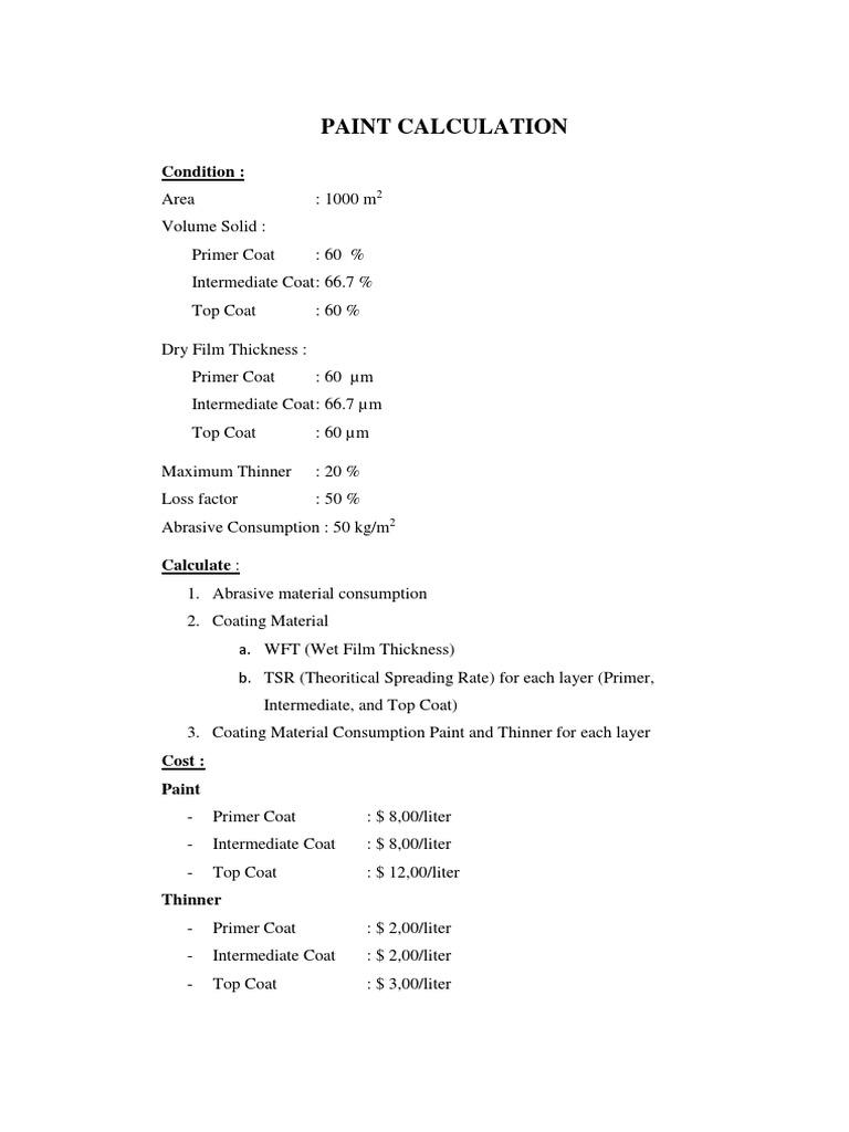 Paint Consumption Calculation Guide | PDF | Paint | Chemistry