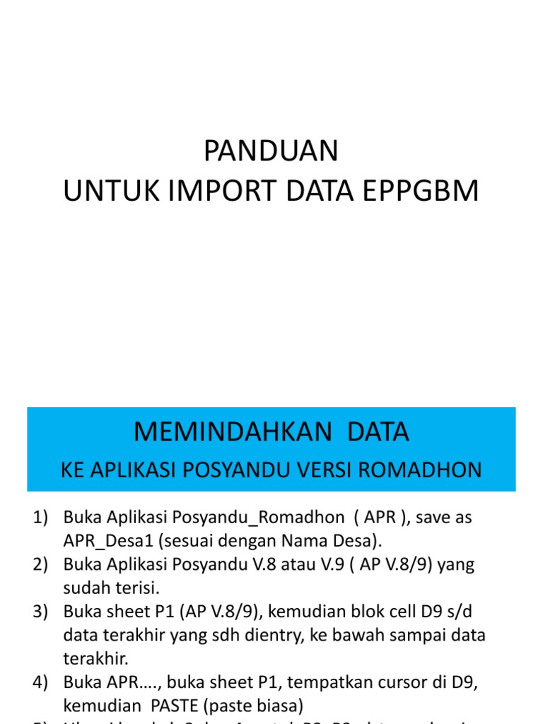 Panduan Import Data EPPGBM Posyandu | PDF | Ilmu Sosial | Metode ...