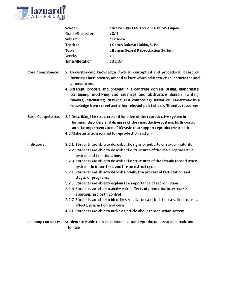Human Reproduction System Lesson | PDF | Reproductive System | Reproduction