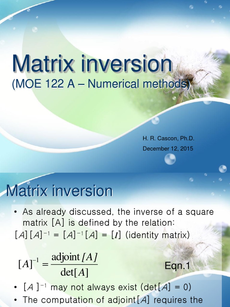 1 Matrix Inversion by Gauss Jordan Elimination | PDF | Linear Algebra ...