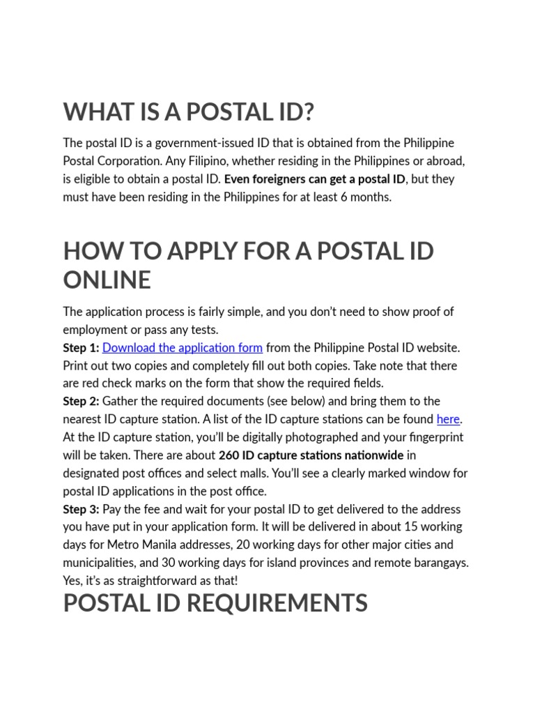 How to Apply for a Postal Id Online Identity Document Government