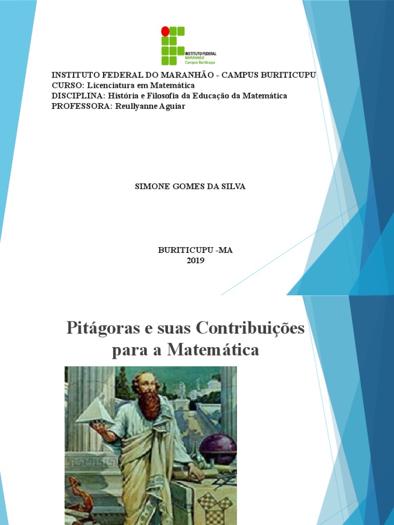 Contribuições de Pitágoras para Matemática | PDF | Pitágoras | Ensino ...