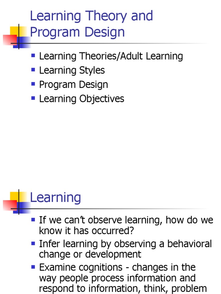 Learning & Prog. Design | PDF | Learning | Learning Theory (Education)